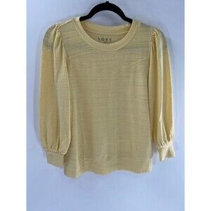Women's Loft Yellow Puff Sleeve 3/4 Sleeve Top Size XS